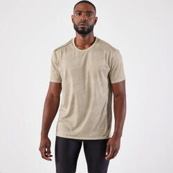 Ademend hardloop T-shirt voor heren Run 500 Dry+ dessin beige