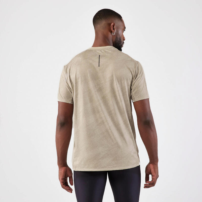 T-shirt Respirável de Corrida Homem KIPRUN Run 500 Dry + Linho com Grafismo