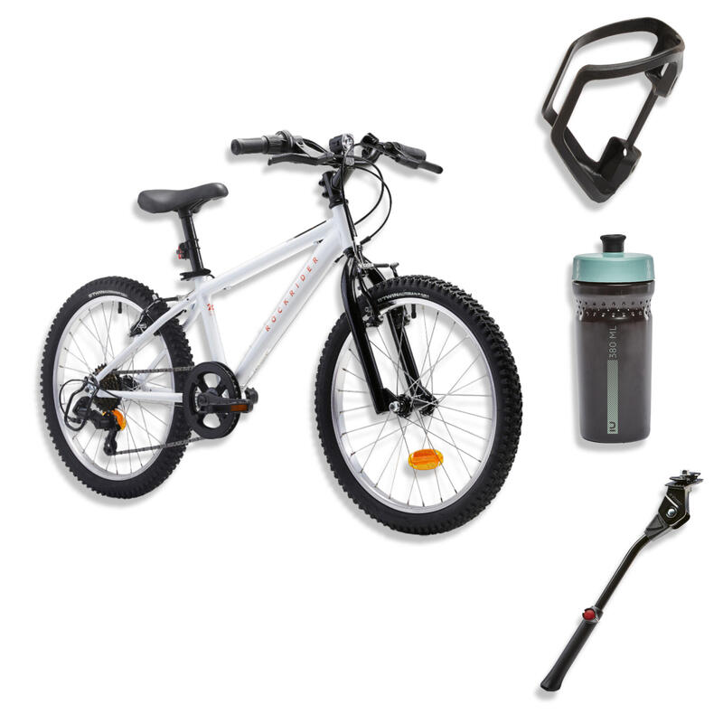 Pack Bicicleta niños 20 Pulgadas MTB Rockrider ST 120 Blanco Naranja 6- 9 Años