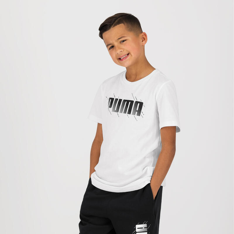 T-shirt bianca Puma bambino ginnastica regular fit 100% cotone