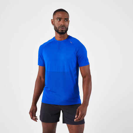 Camiseta de running Run 500 Confort sin costuras para Hombre azul índigo