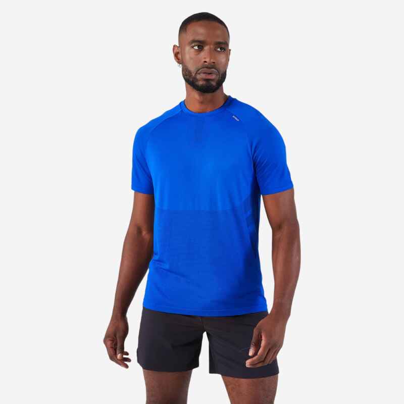 Men's seamless running t-shirt - kiprun run 500 comfort indigo blue