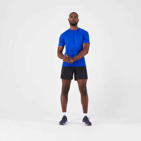 Men's seamless running t-shirt - kiprun run 500 comfort indigo blue
