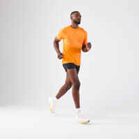 Men's KIPRUN Run 500 Comfort seamless running T-shirt - light orange