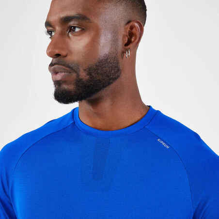 Men's seamless running t-shirt - kiprun run 500 comfort indigo blue