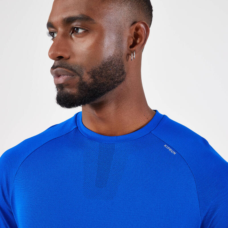 Tricou fără cusături alergare kiprun run 500 confort Albastru Bărbați