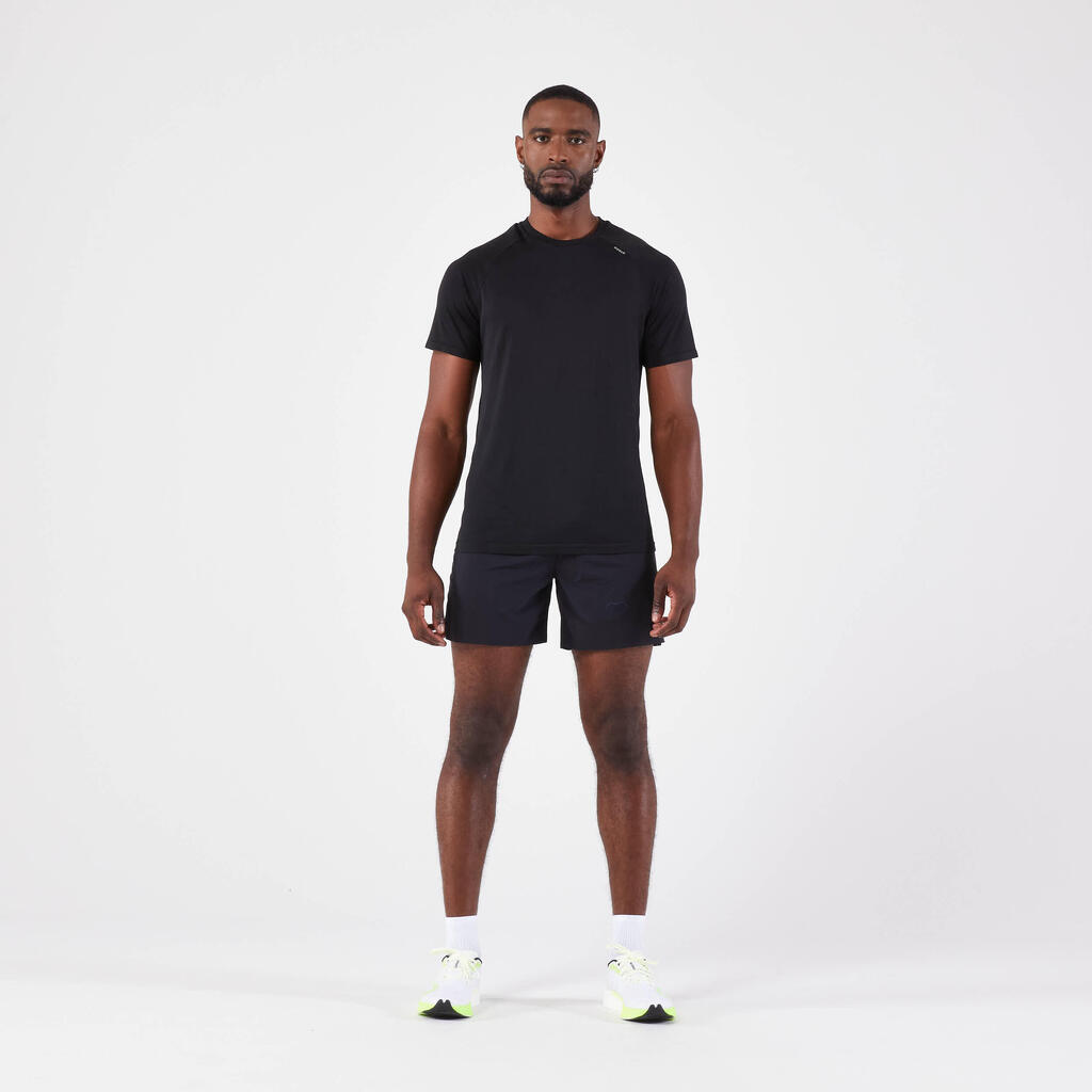 Pánske bežecké tričko Run 500 Confort bez švov svetlooranžové
