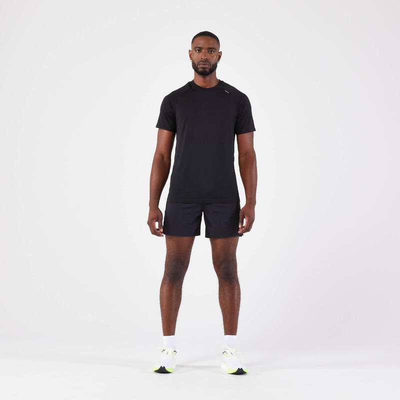 Men's KIPRUN Run 500 Comfort seamless running T-shirt - black