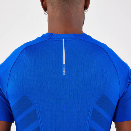 T-shirt de running sans couture homme - kiprun run 500 confort bleu indigo