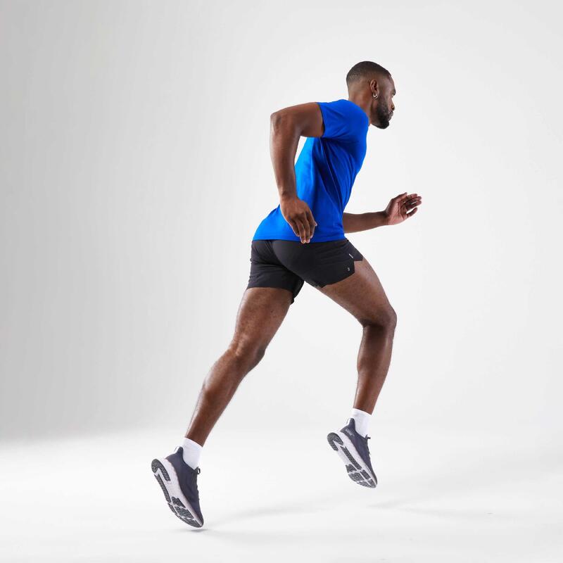 Tricou fără cusături alergare kiprun run 500 confort Albastru Bărbați