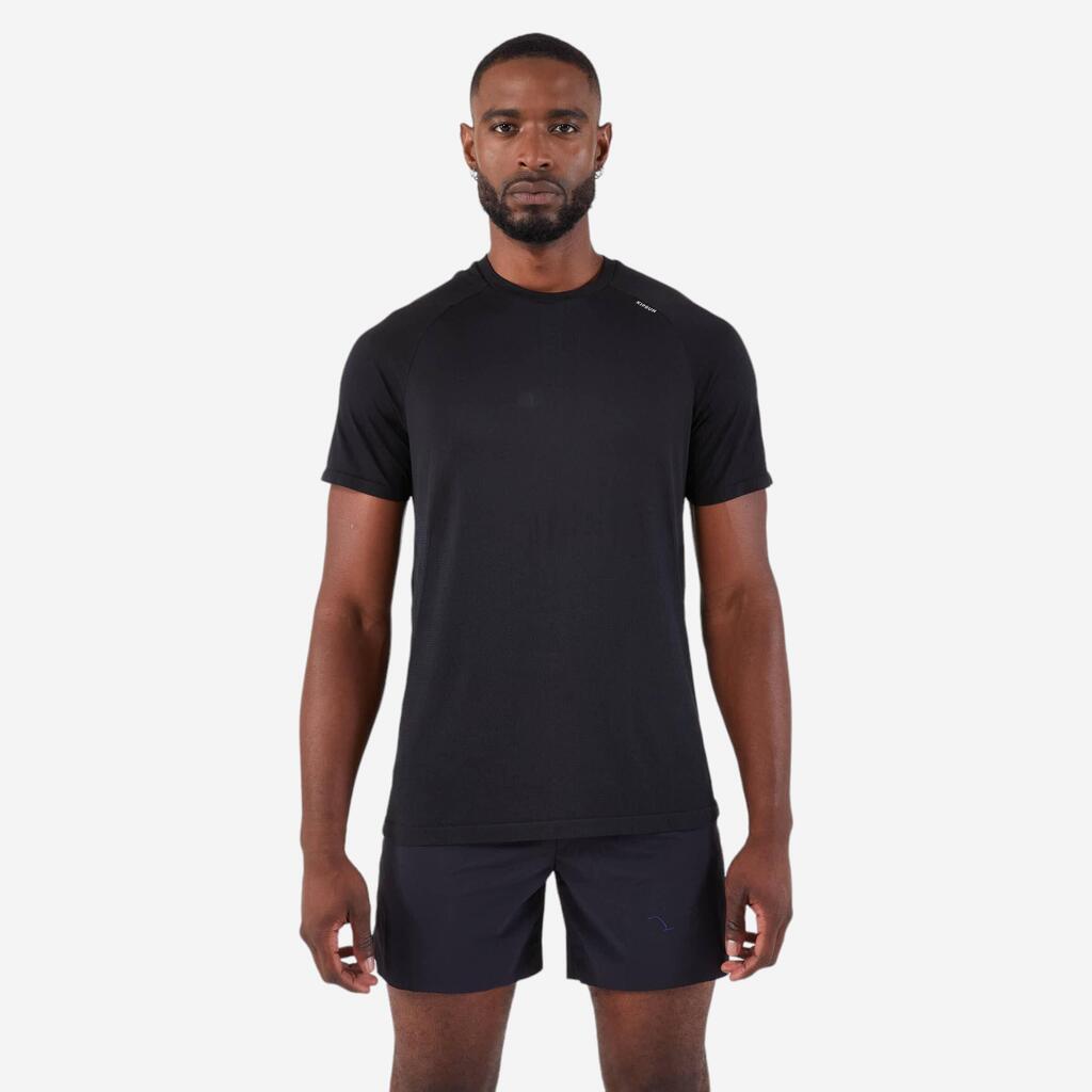 Men's KIPRUN Run 500 Comfort seamless running T-shirt - light orange