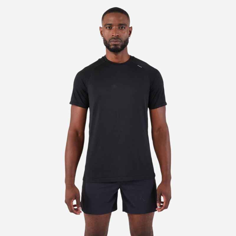 Men's KIPRUN Run 500 Comfort seamless running T-shirt - black