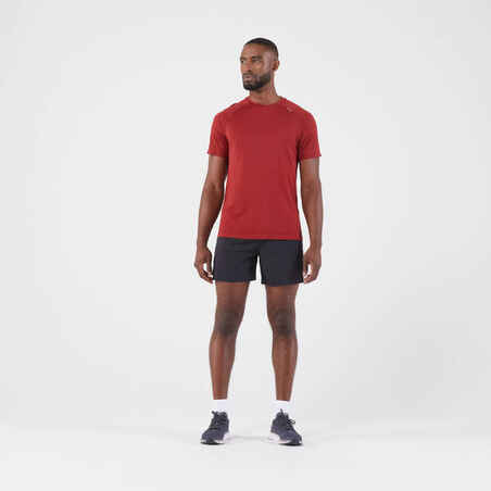 Men's seamless running t-shirt - kiprun run 500 comfort burgundy