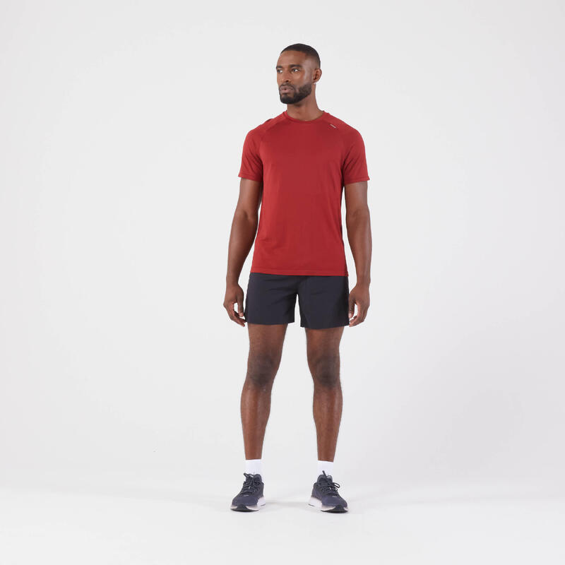 Tricou alergare fără cusături KIPRUN Run 500 Confort Bordo Bărbați