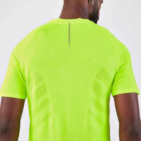 Men's seamless running t-shirt - kiprun run 500 comfort acid green