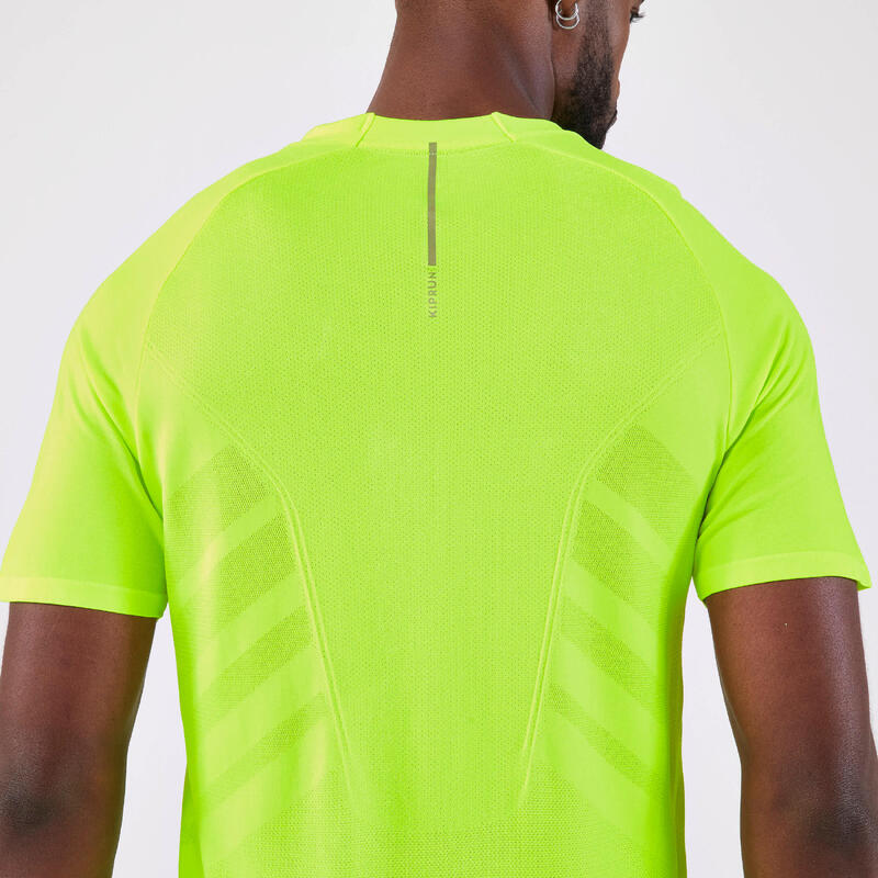 Tricou fără cusături alergare Kiprun run 500 confort verde Bărbați