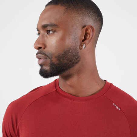 Men's seamless running t-shirt - kiprun run 500 comfort burgundy