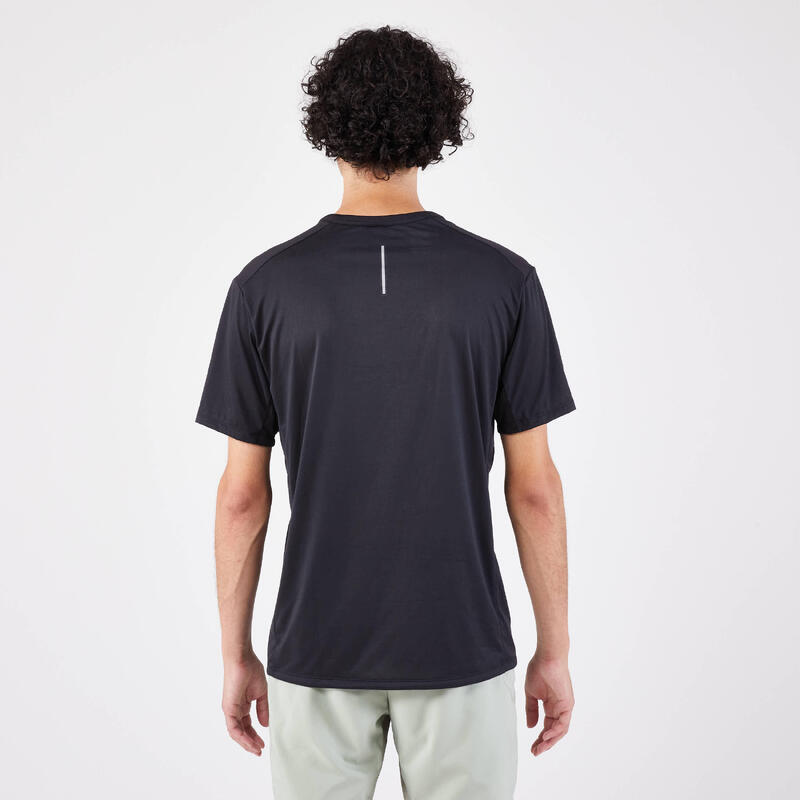 Tricou respirant alergare Jogging KIPRUN Run 500 Dry + Negru Bărbați