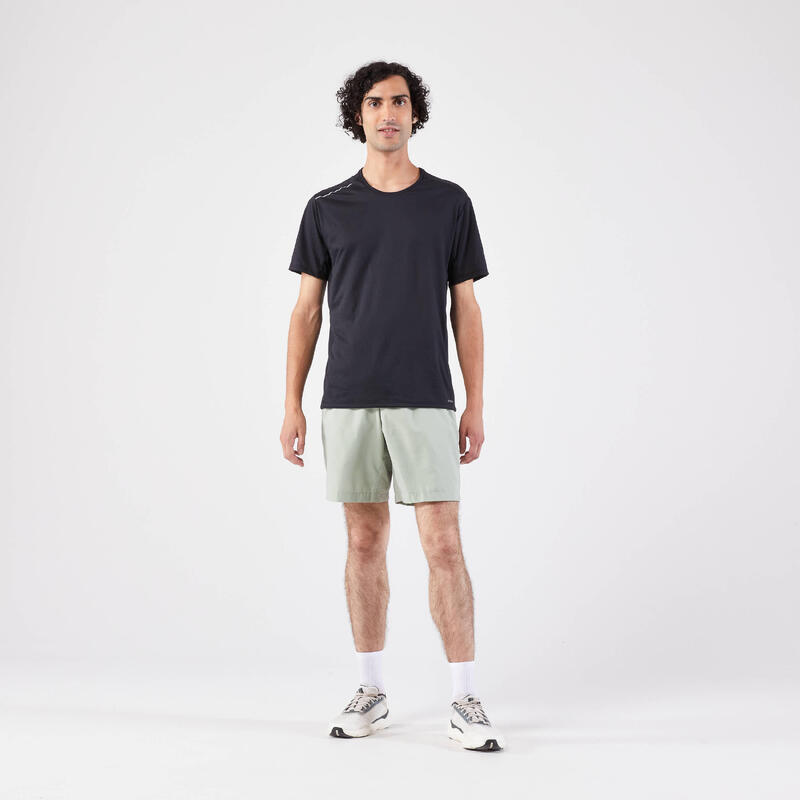 Tricou respirant alergare Jogging KIPRUN Run 500 Dry + Negru Bărbați