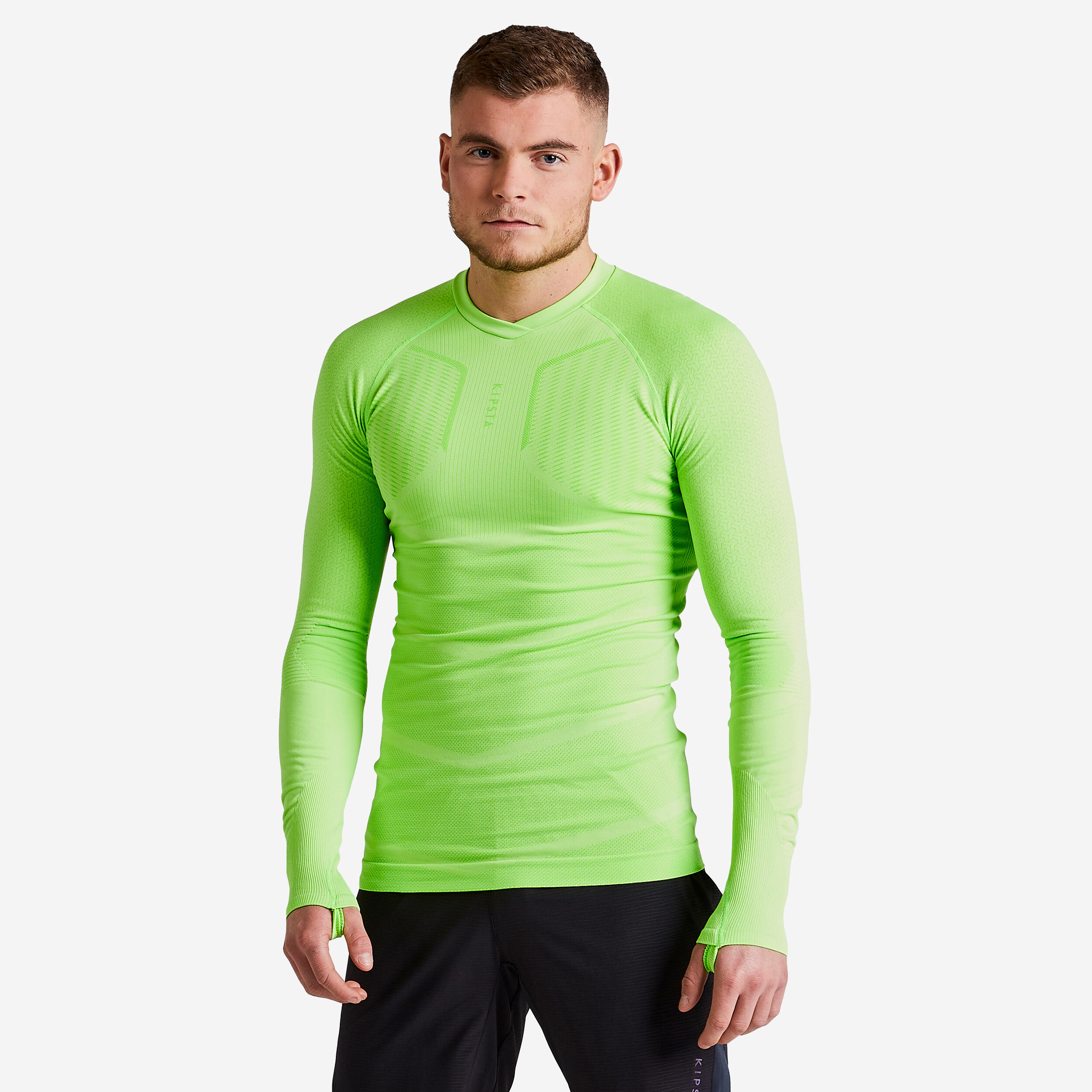 Adult breathable football base layer, lime 1/8