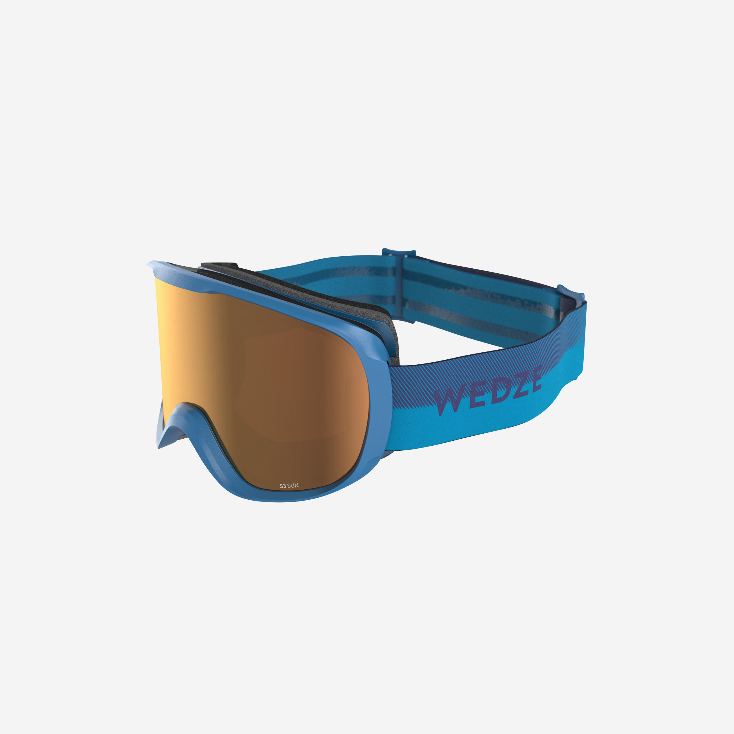 WEDZE KIDS’ AND ADULT’S GOOD WEATHER SKIING AND SNOWBOARDING GOGGLES - G 500 S3 - BLUE