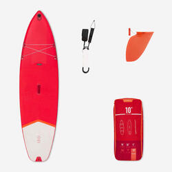 STAND UP PADDLE GONFLABLE DE RANDONNEE DEBUTANT 10 PIEDS ROUGE