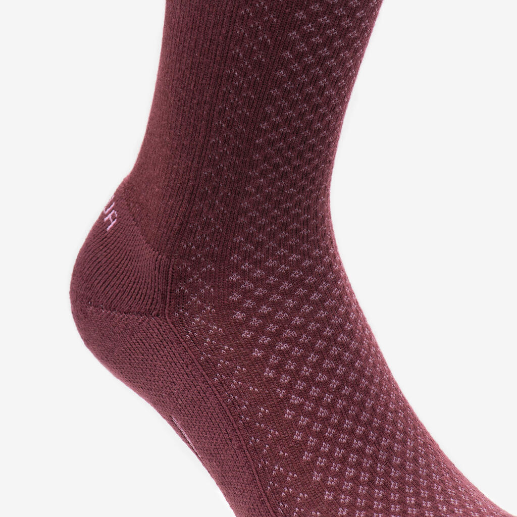 Wandersocken 2 Paar hoch Lyocell/Leinen - Hike 100 beige/bordeaux