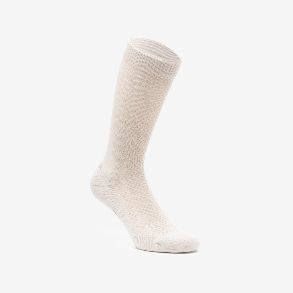 Hike 100 High Socks  - Beige Burgundy-Lyocell& Linen-Pack of 2 pairs