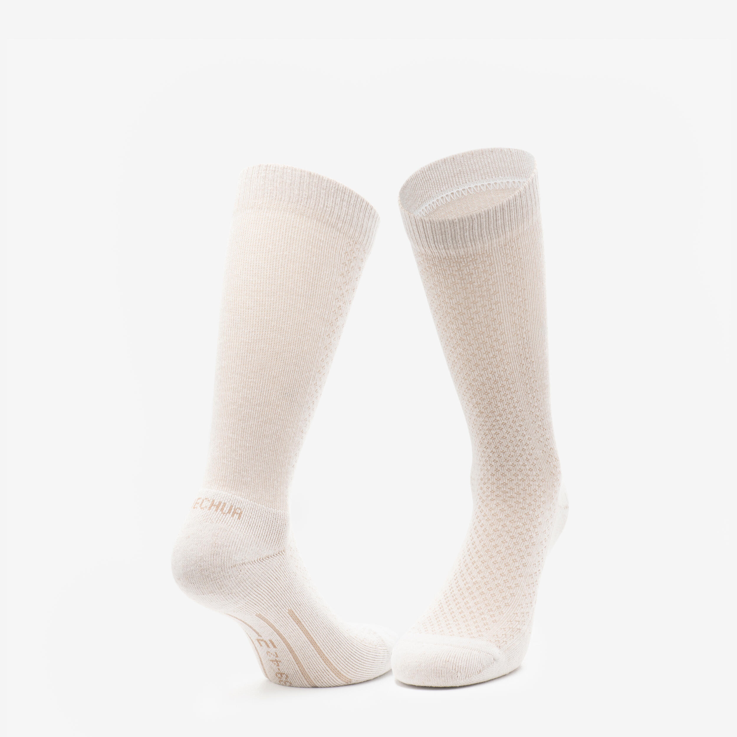 Hike 100 High Socks  - Beige Burgundy-Lyocell& Linen-Pack of 2 pairs 3/11