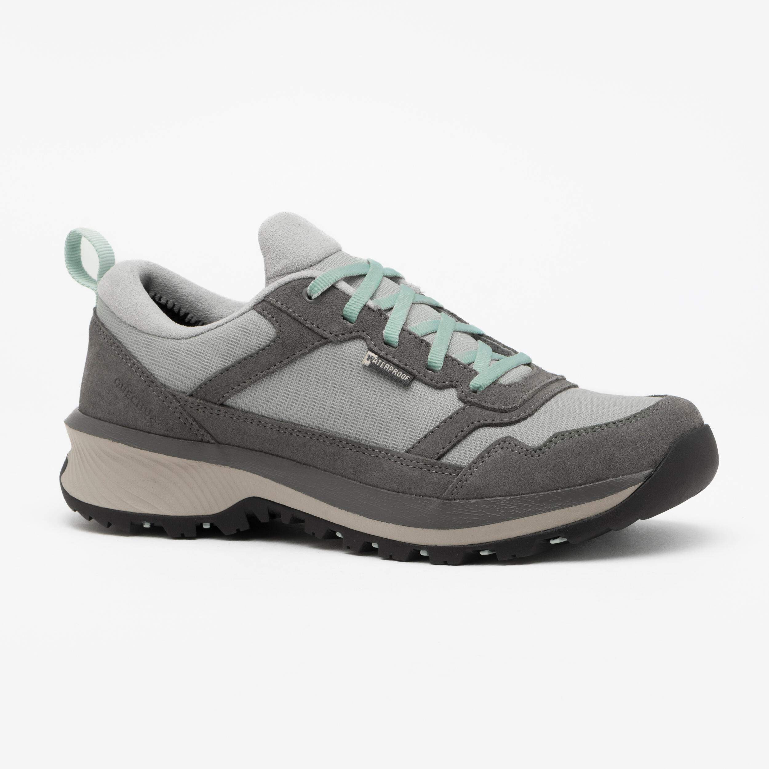 Women’s low-rise leather hiking boots, NH500 - Grey