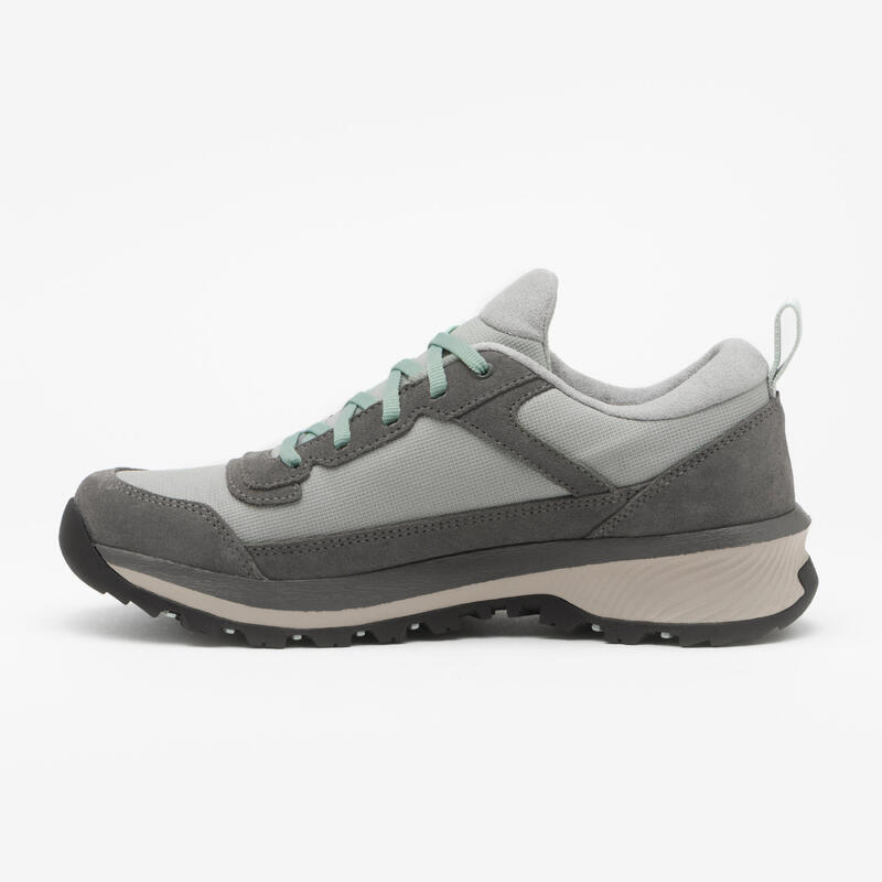 Wanderschuhe Damen Leder wasserdicht - NH500 niedrig grau