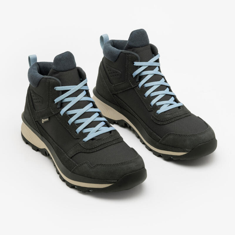 Wandelschoenen voor dames NH500 MID LEER WP