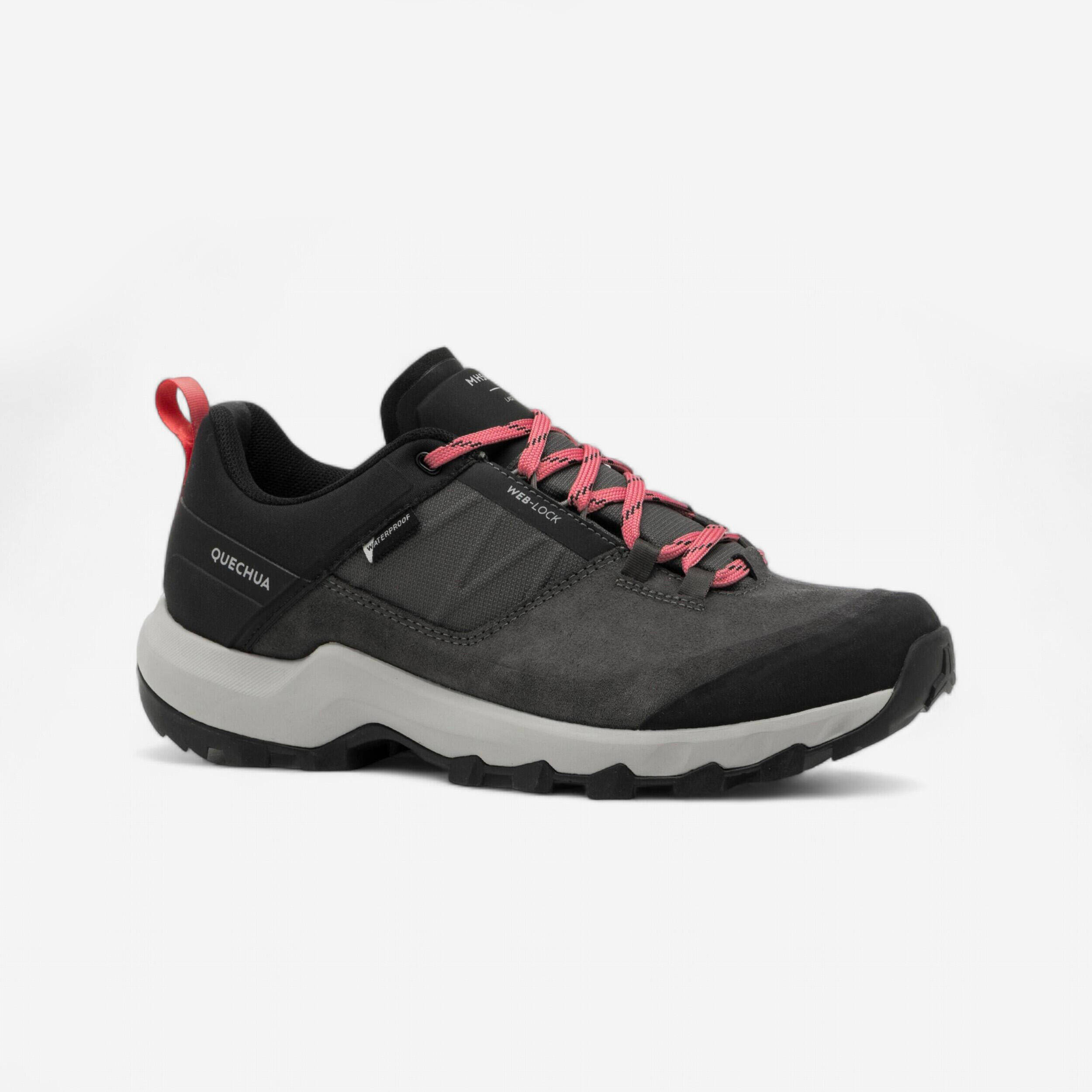Women's waterproof mountain walking shoes - MH500 Grey -  1