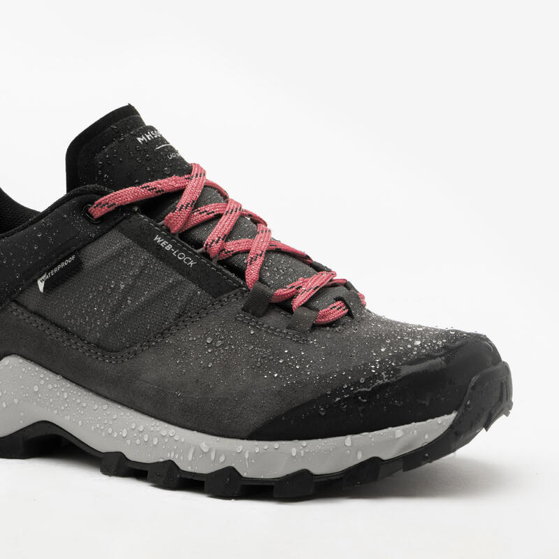 Waterdichte schoenen voor bergwandelen dames MH500 grijs