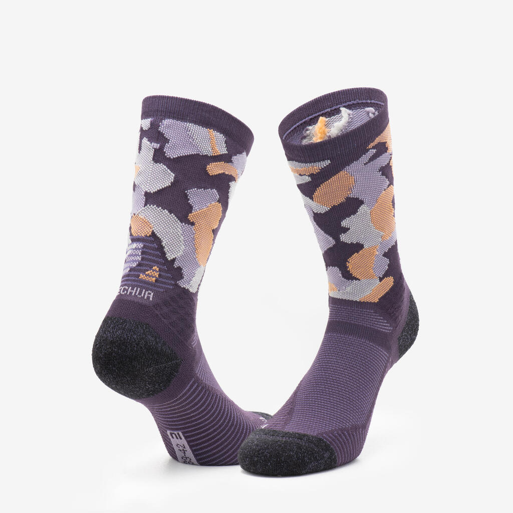 Hiking Socks Hike 500 High Trendy x2 Pairs - Purple & Kamo