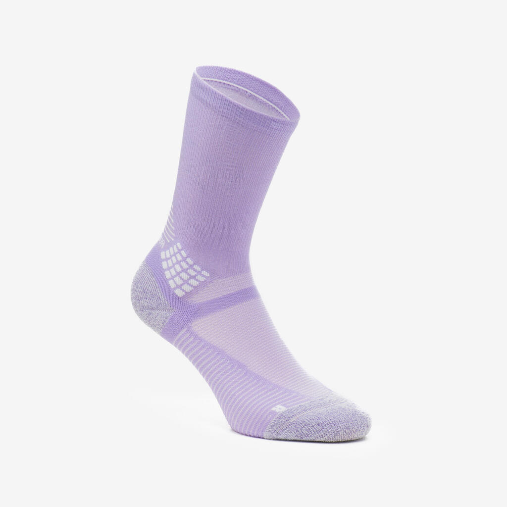 Turistické vysoké ponožky Hike 500 High 2 páry Trendy fialovo-maskáčové