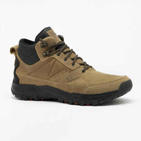 Botas impermeables de senderismo para Hombre en cuero Quechua NH500 cafe