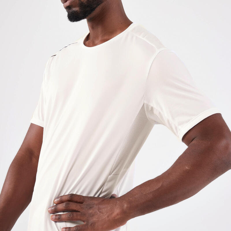 Tricou respirant alergare Jogging KIPRUN Run 500 Dry + Alb Bărbați