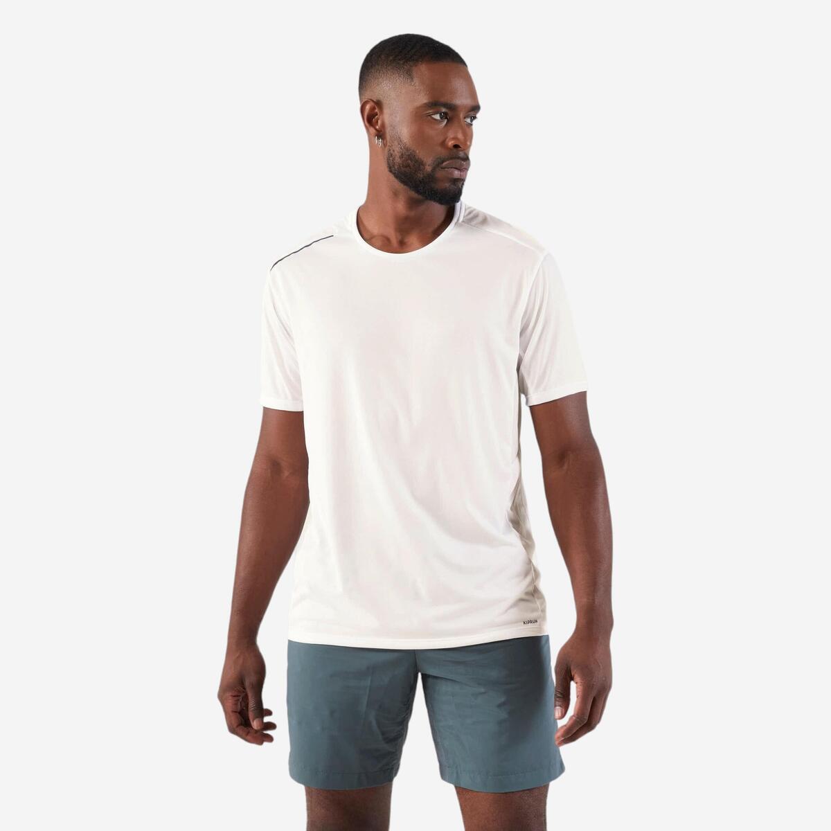 T-shirt de running respirant homme - kiprun run 500 dry + blanc glacier