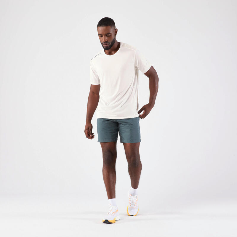 Tricou respirant alergare Jogging KIPRUN Run 500 Dry + Alb Bărbați