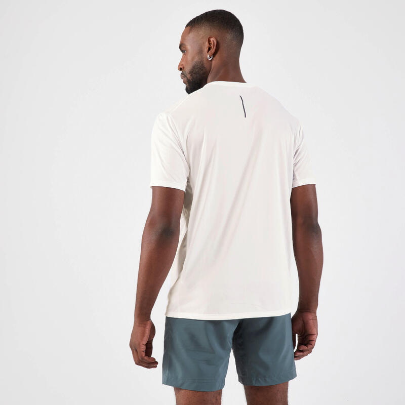 Tricou respirant alergare Jogging KIPRUN Run 500 Dry + Alb Bărbați
