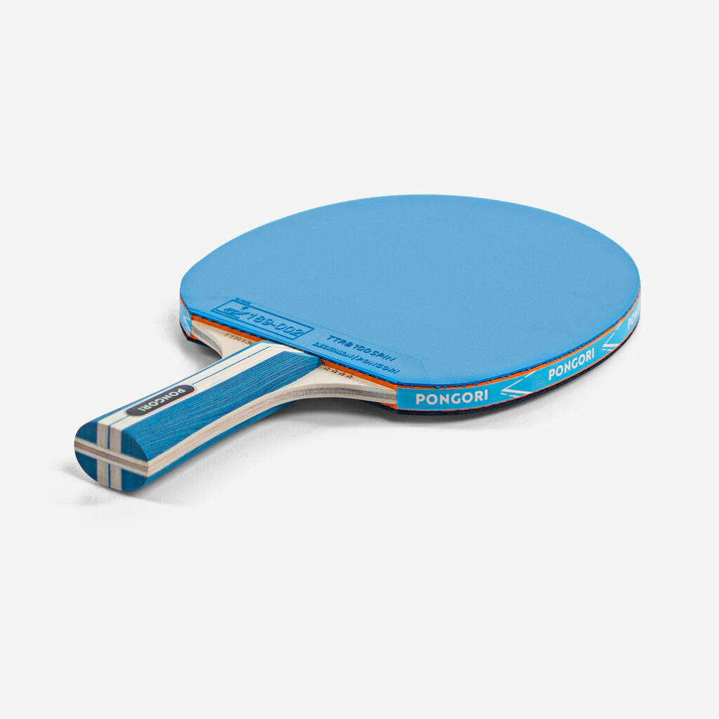 2 Table Tennis Bats & 4 Balls TTR 130 4* Spin ITTF - Violet & Blue