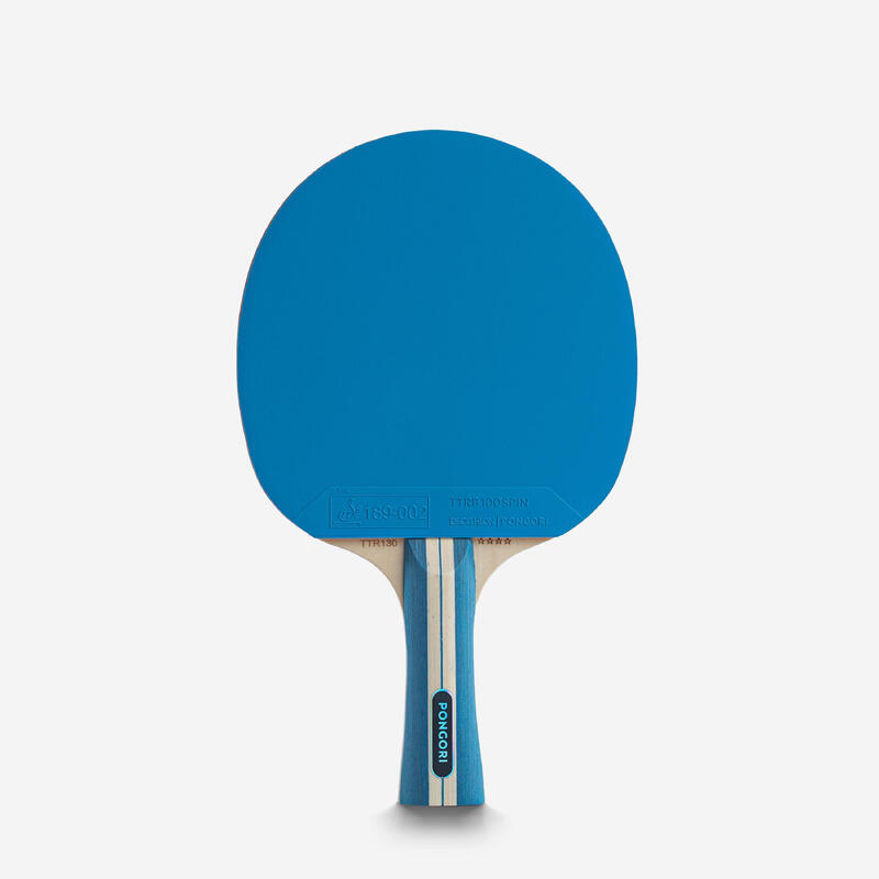 2 raquetes e 4 bolas de ping pong - TTR 130 4* SPIN ITTF violeta e azul