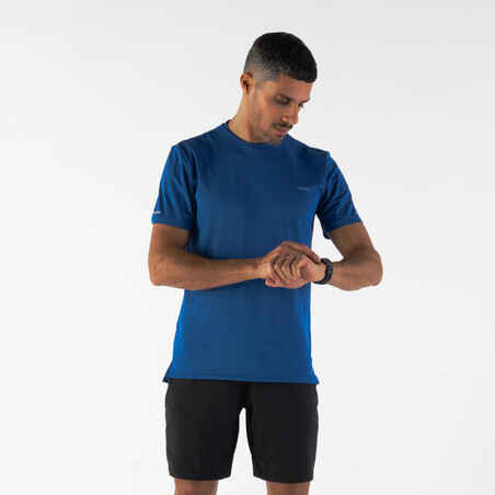 Modra moška tekaška majica s kratkimi rokavi KIPRUN RUN 500 DRY+
