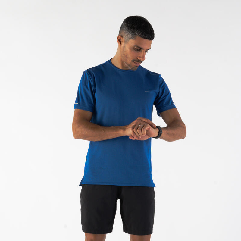 T-Shirt Respirável de Corrida Homem Run 500 Dry Azul