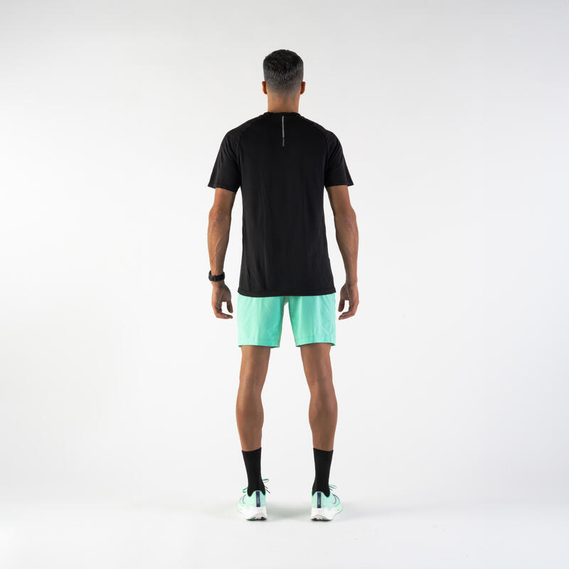 Șort respirant alergare jogging KIPRUN Run 500 Dry Verde Bărbați