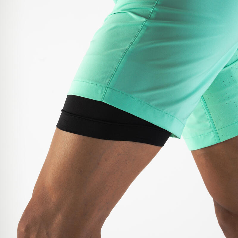 Pantalón corto de running transpirable Hombre - KIPRUN Run 500 Dry Verde menta