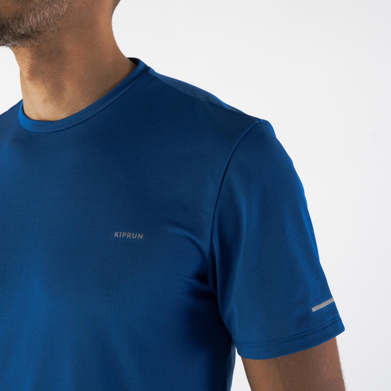 T-Shirt Respirável de Corrida Homem Run 500 Dry Azul