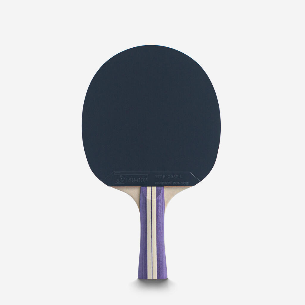 Ljubičasto-plavi komplet 2 reketa TTR 130 SPIN 4* ITTF SCHOOL/CLUB + loptice