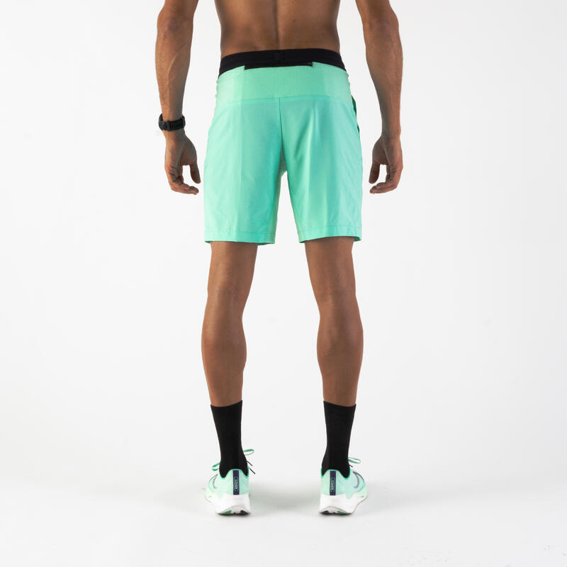 Șort respirant alergare jogging KIPRUN Run 500 Dry Verde Bărbați